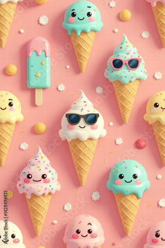 ice cream cones with sunglasses