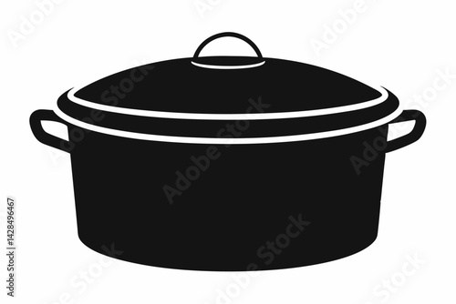 Collapsible Cooking Pot Silhouette Vector Illustration