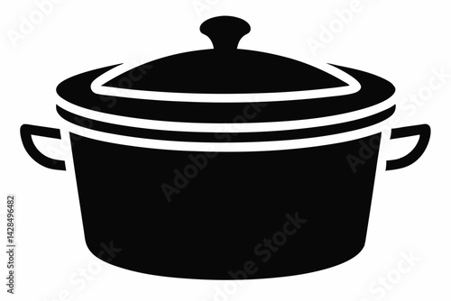 Collapsible Cooking Pot Silhouette Vector Illustration