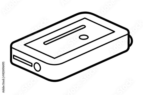 Compact Streaming Device Line Art Vector Illustration