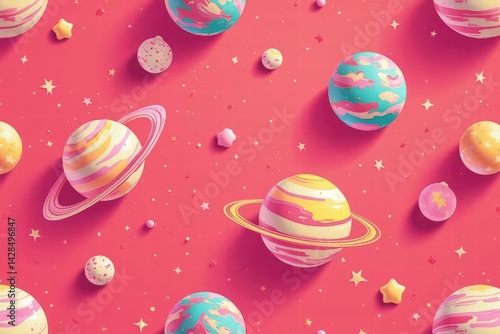 fondo con planetas color en 3D