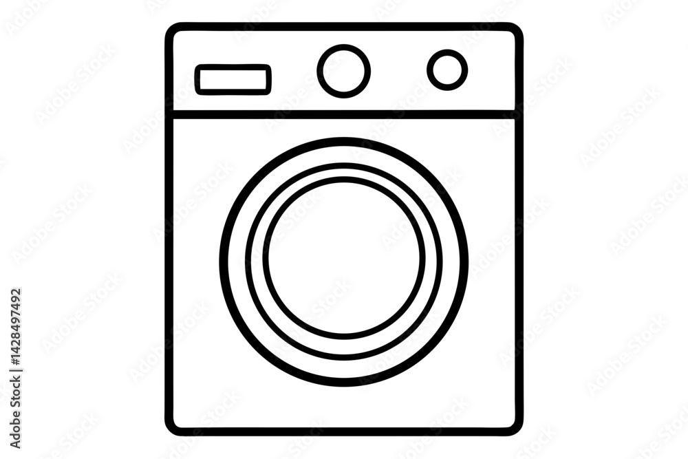 Smart Washing Machine Line Art Vector Illustration Smart Washing Machine Line Art Vector Illustration