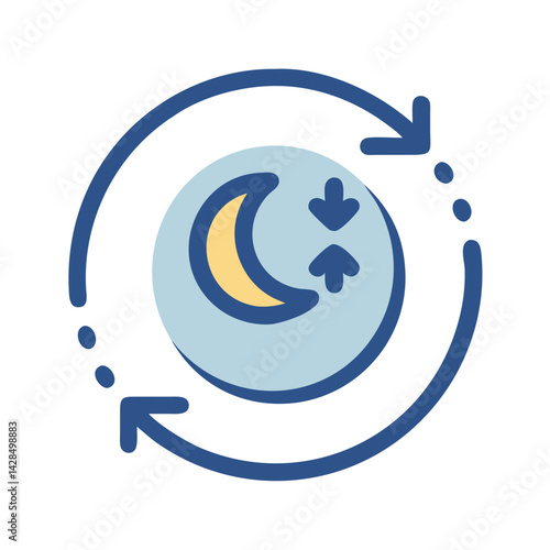 Night Mode Cycle: Crescent Moon with Rotating Arrows