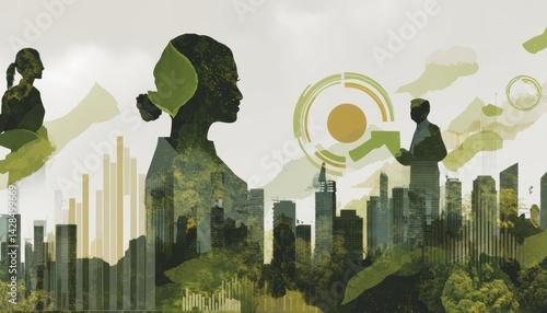 Visualizing esg strategies in business urban environment infographic high fidelity green concept