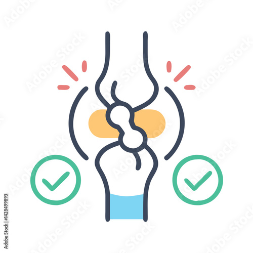 Knee Pain Treatment Success Icon, Healing and Rehabilitation