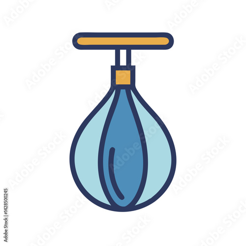 Cartoon-style blue speed bag on a black background