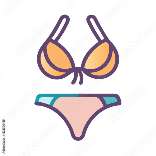 Vibrant Bikini Illustration: Summer Ready on Black Background