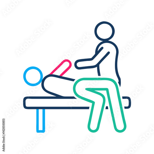 Colorful Illustration of Therapeutic Massage Session with Black Background