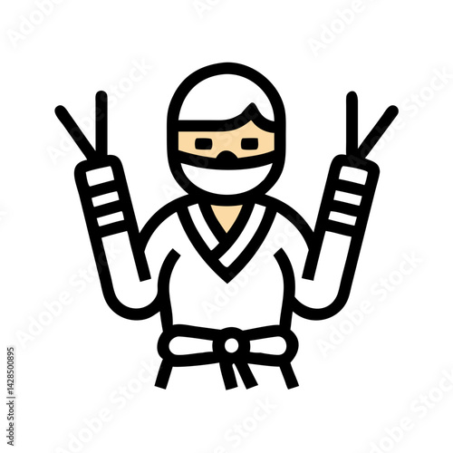Flat design masked man icon, minimalist vector illustration