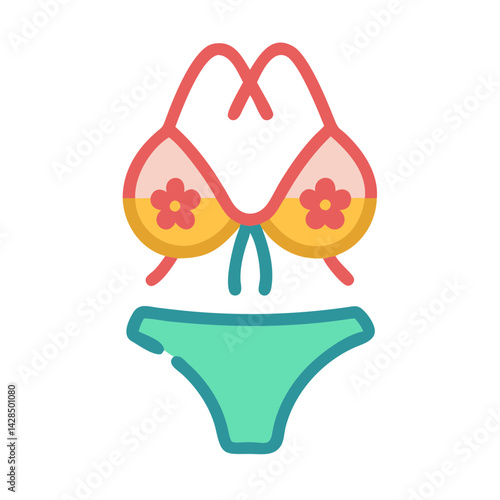 Colorful Bikini Set with Flowers on Black Background
