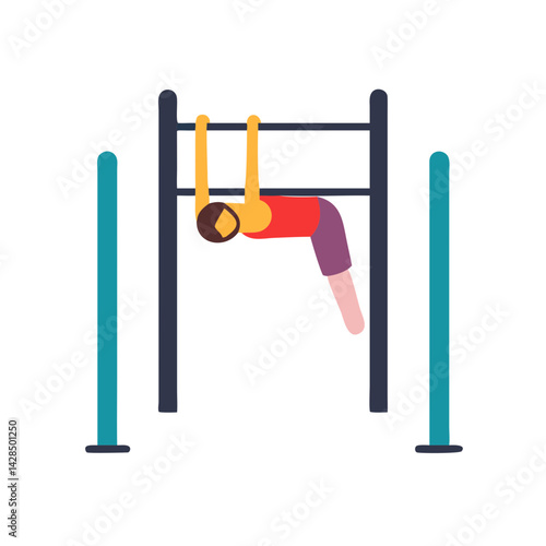 Athlete working out on outdoor fitness equipment