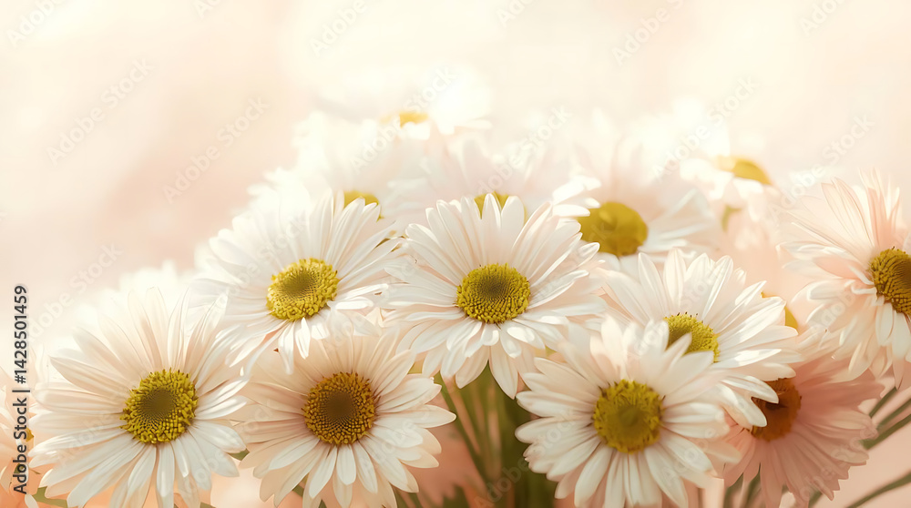 Obraz premium Abstract daisy flowers bouquets in pastel colors