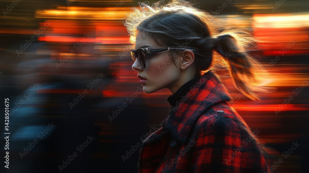 A stylish person walks confidently through a busy city, radiating elegance A stylish person walks confidently through a busy city, radiating elegance