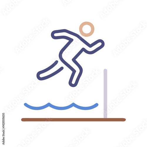 Abstract Hurdler Icon Vector Silhouette on Black Background
