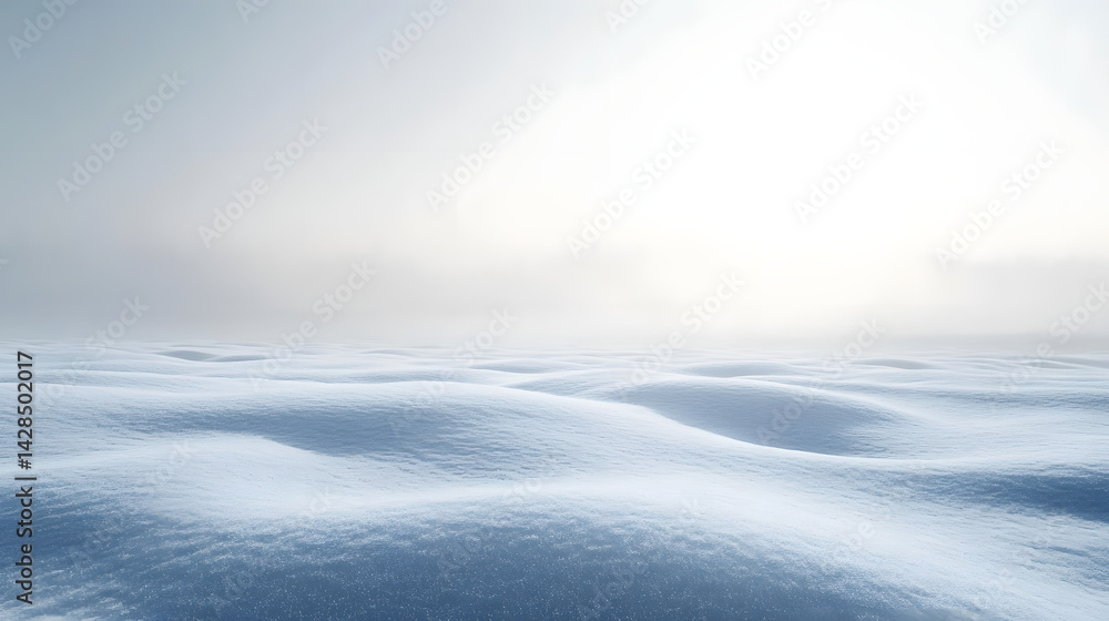 Obraz premium Serene frozen landscape expansive white horizon digital artwork calm atmosphere aerial view tranquility