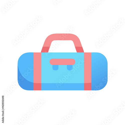 Stylized blue and pink duffel bag on black background