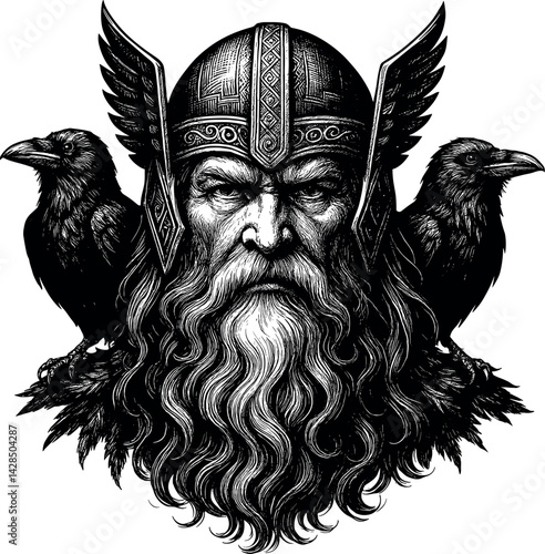 Odin vector black silhouette print design