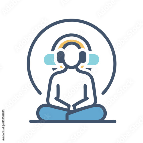 Meditative listening: Buddha with headphones for relaxation and focus