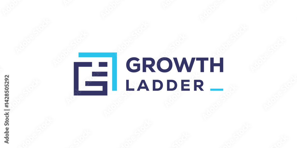 Minimalist growth ladder logo template. Vector illustration of letter G logo design with stairs upwards. Minimalist growth ladder logo template. Vector illustration of letter G logo design with stairs upwards.