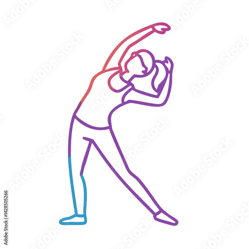 Colorful Woman Stretching Illustration on Black Background