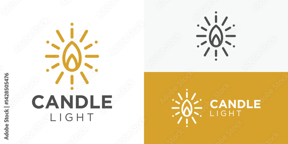 Fototapeta premium Simple candle light logo design vector illustration.