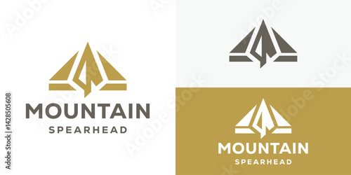 Simple mountain spearhead logo template. Abstract mountain with arrowhead logo design vector illustration.