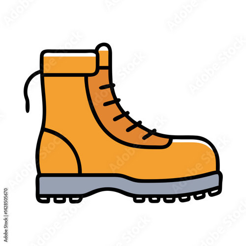 Orange Laced Boot Vector Illustration on Black Background