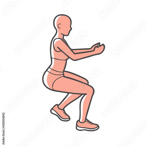 Illustration of a woman doing squat exercise