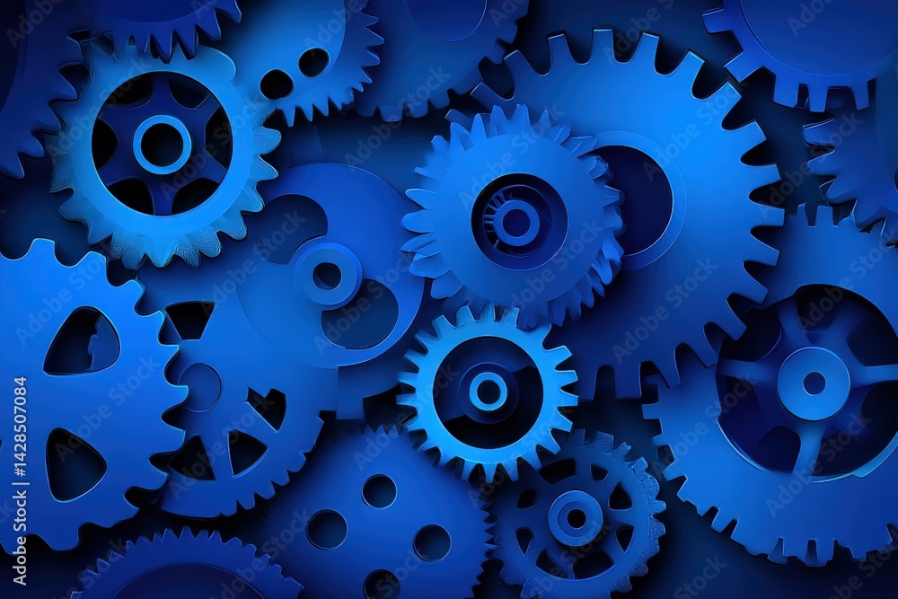 Blue Gears and Cogs Background for Technology and Industry Themes