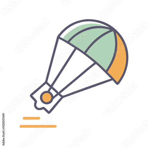 Retro Parachute Landing Icon for Extreme Sport Design