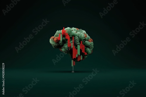 Obraz na płótnie Brain with Stock Market Graphs Representing Financial Intelligence w salonie