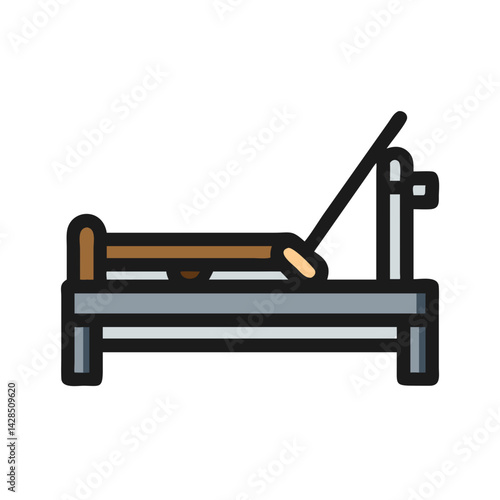 Pilates Reformer Equipment: Fitness and Health Icon Illustration