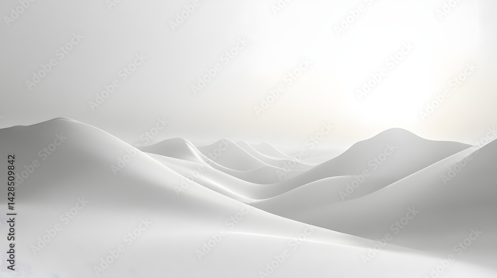Fototapeta premium Serene white hills abstract landscape minimalist art peaceful environment soft lighting tranquility