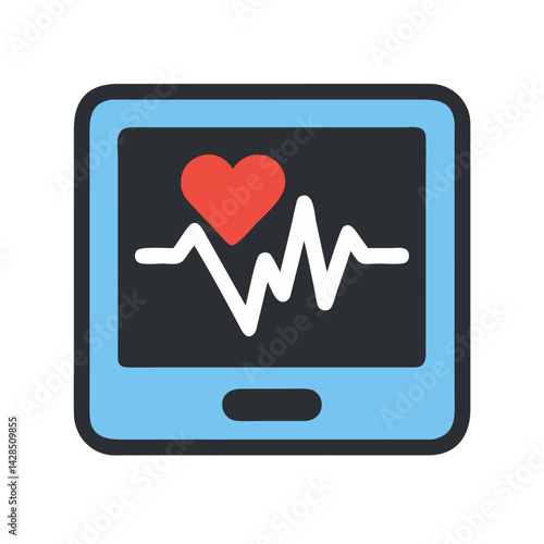 Heart Rate Monitor Screen Icon Illustration