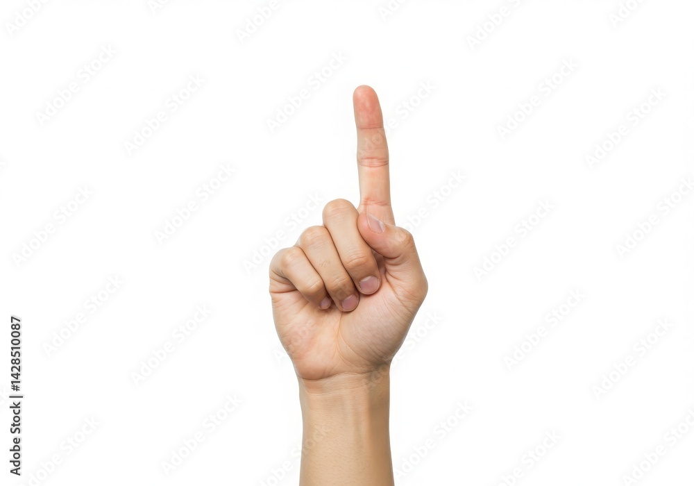 Hand showing number one finger on white background Hand showing number one finger on white background