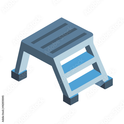 Isometric blue step stool on a black background