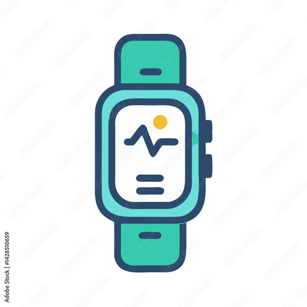 Smartwatch with health monitoring features, vector illustration Smartwatch with health monitoring features, vector illustration