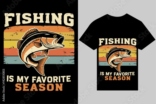 Stylish fishing T-shirt design template