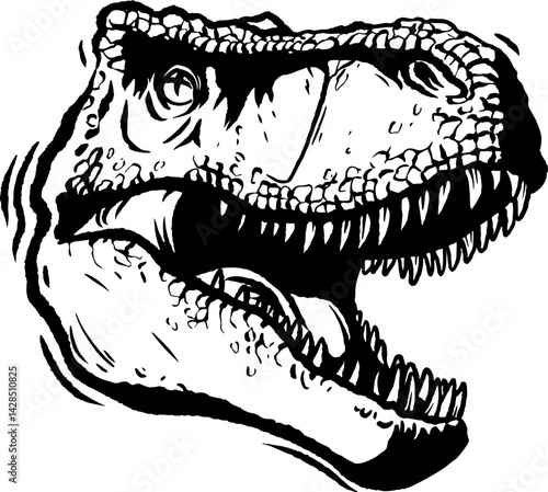 Prehistoric T rex dinosaur head illustration. isolated clipart. Dangerous ancient predator, tyrannosaurus fossil design element