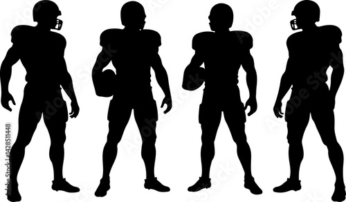 American football silhouette, Football player clipart, Football SVG, Gridiron art, NFL player silhouette, Sports clipart, Quarterback silhouette, Football action pose, Running back SVG, Linebacker sil