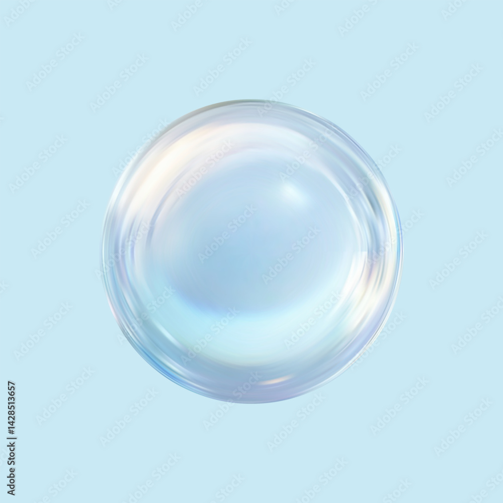 Obraz premium Realistic glossy glass ball.Abstract 3D light bubble with glare.Geometric abstract shape.