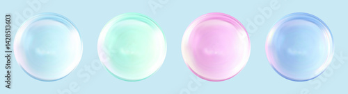 Realistic glossy glass ball.Abstract 3D light bubble with glare.Geometric abstract shape.