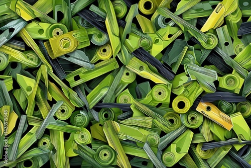 Obraz na płótnie Colorful Abstract Background of Artistic Green Cutting Tools w salonie