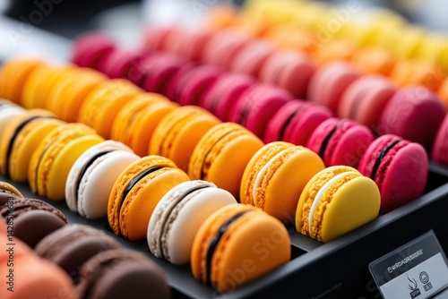 Obraz na płótnie Colorful Assortment of Macarons in Various Flavors and Shapes w salonie