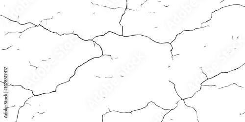 Cracks isolated on white background.Cracks on the concrete wall.Wall Background. For designers to apply texture cracks to objects.
