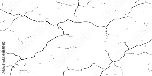 Cracks isolated on white background.Cracks on the concrete wall.Wall Background. For designers to apply texture cracks to objects.
