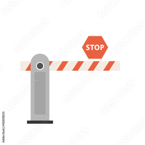 Stop sign vector. Closed automatic barrier on white background. Vector illustration.