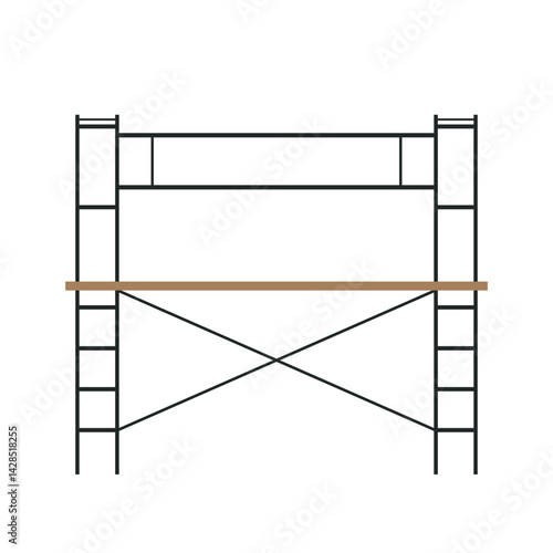 Scaffolding. Vector flat design aluminum prefabricated scaffolding isolated illustration white background.