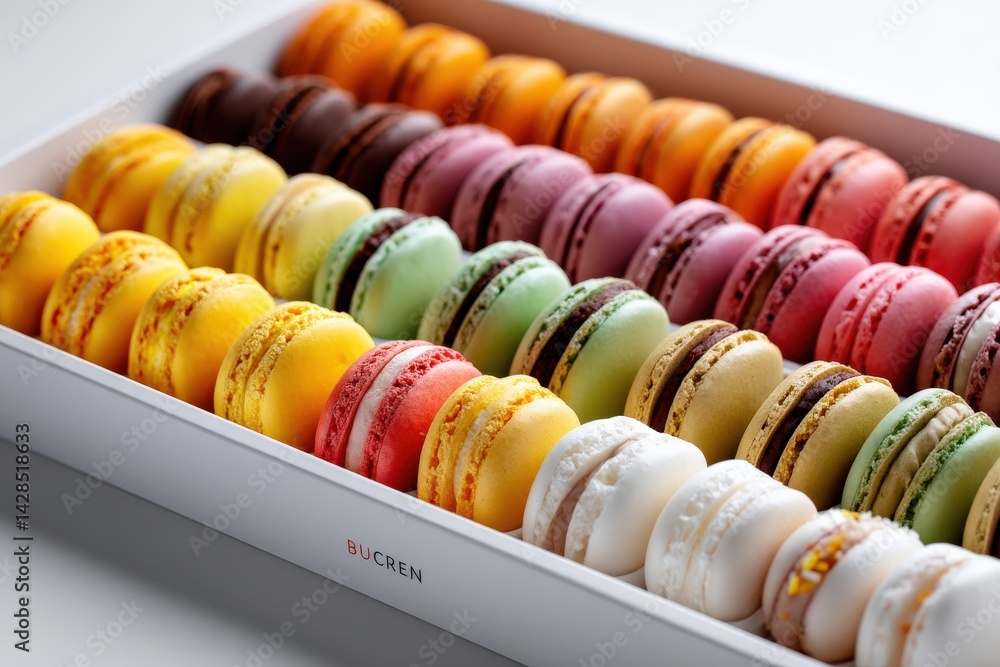 Colorful Macarons in a Decorative Box for Sweet Treat Lovers