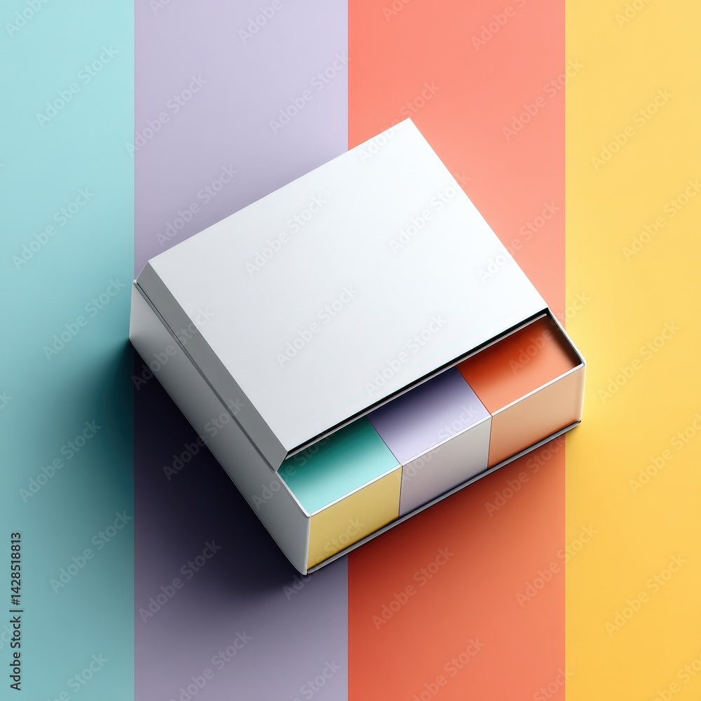 Colorful Minimalist Box on Pastel Background for Creative Display